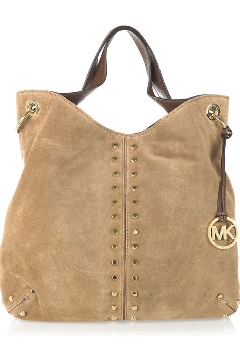 michael kors tz tote brown|brown suede michael kors handbags.